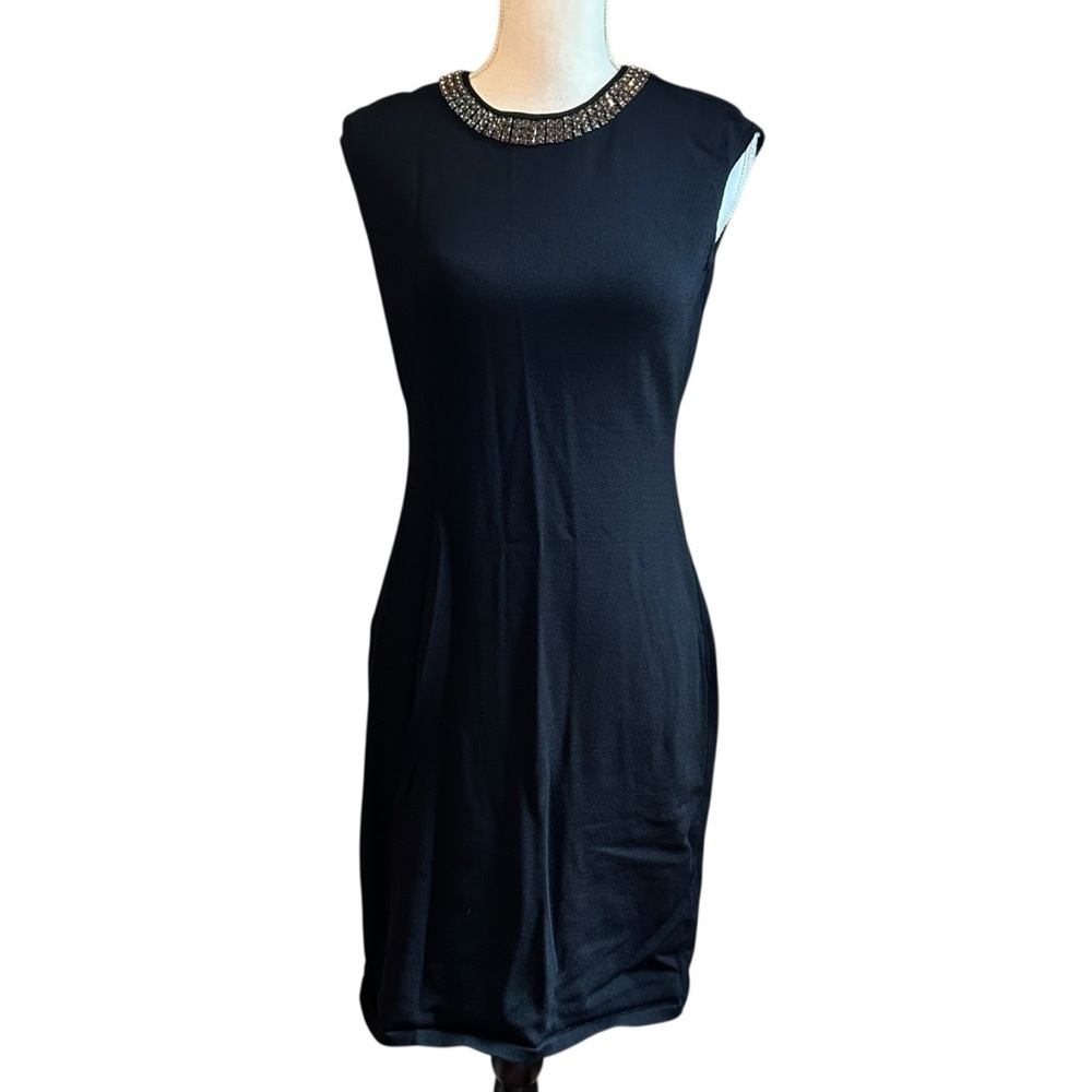Lauren Ralph Lauren Embellished Collar Sleeveless‎ Dress Women’s SZ M in Black